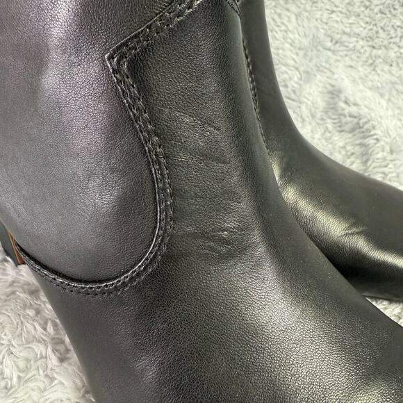 Franco Sarto Bayden Square Toe Ankle Boot Black Leather Heeled Bootie Women's 7 - Picture 4 of 8